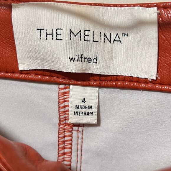 Aritzia Wilfred Melina High-Waisted Vegan Leather Pants 4 Revel Red Orange - Picture 3 of 6